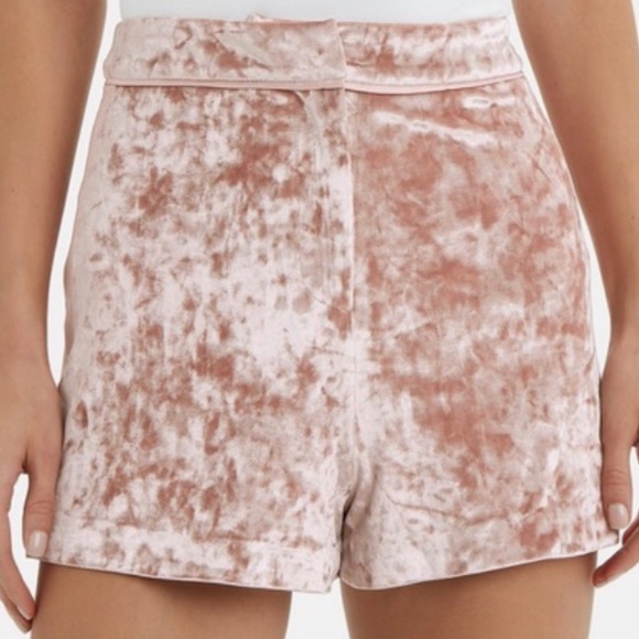 ALEXIS SHORTS KELLIS PINK PEACH CRUSHED VELVET HIGH WAISTED SIZE XS $395 - Picture 2 of 8